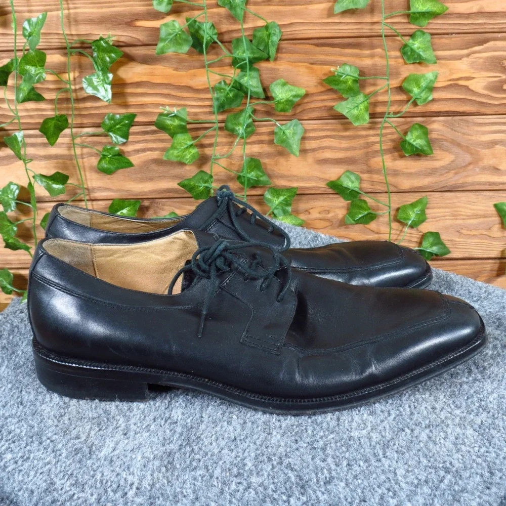Johnston‎ & Murphy 15-0185 Men Casual Oxford Shoe Size 9.5 Dress Black Leather